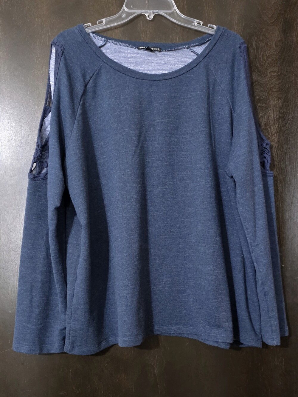 Moral Fiber Navy Cold-Shoulder Long Sleeve Top Sweatshirt Like Size 2X